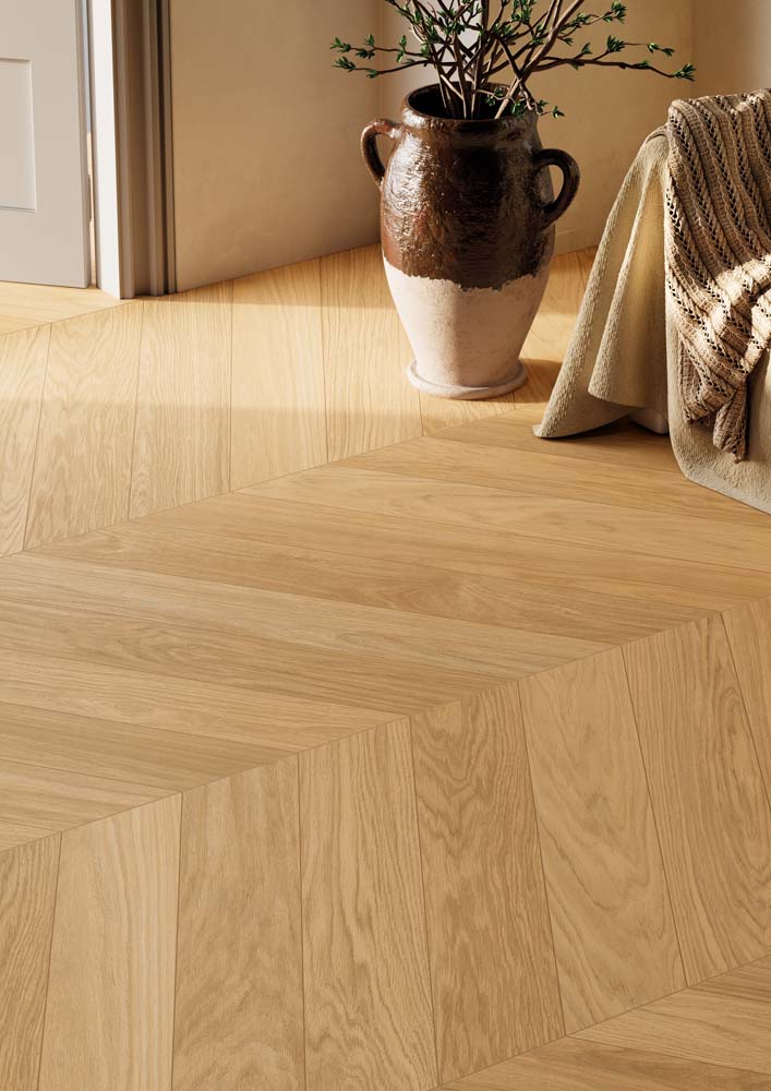 Chevron Dream Honey 6" X 33.5" Porcelain XL Tile Room Scene