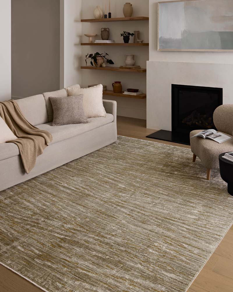 Loloi II Wade WAE-01 Sage Gold Area Rug Room Scene