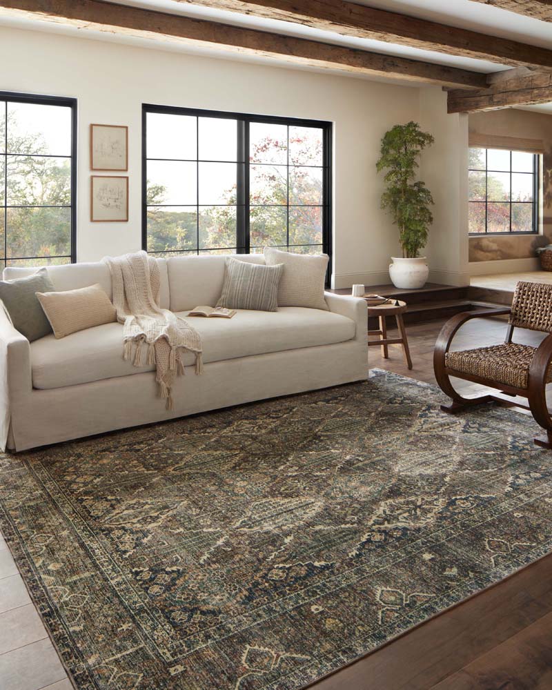 Banks BAN-05 Spice Blue Area Rug - Magnolia Home by Joanna Gaines Room Scene Banks BAN-05 Spice Blue Area Rug - Magnolia Home by Joanna Gaines Room Scene