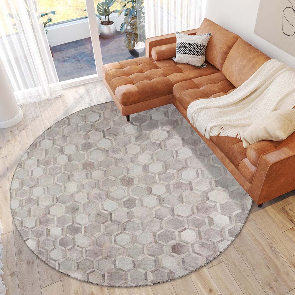 Dalyn Durango SS1 Flannel Area Rug Round Room Scene Dalyn Durango SS1 Flannel Area Rug Round Room Scene