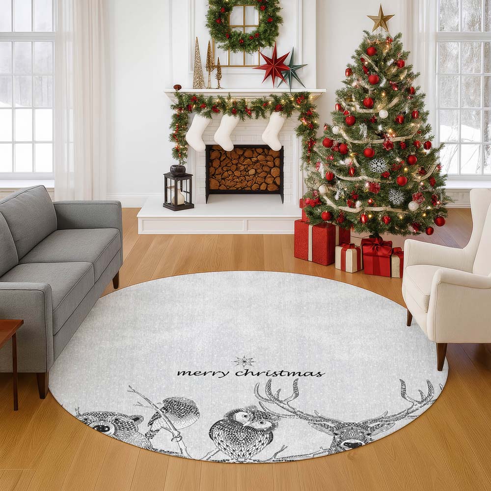 Dalyn Merry & Bright MY10 Flannel Area Rug Round Room Scene