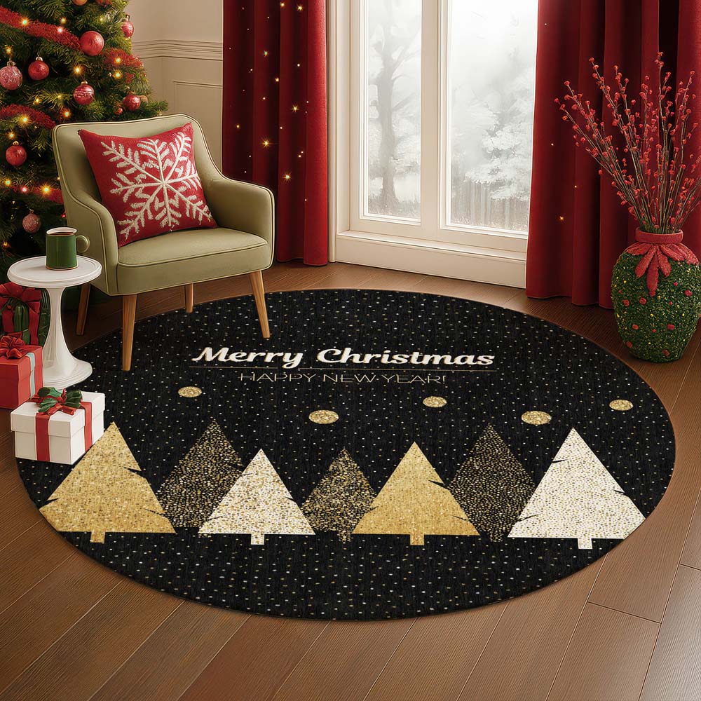 Dalyn Merry & Bright MY11 Black Area Rug Round Room Scene