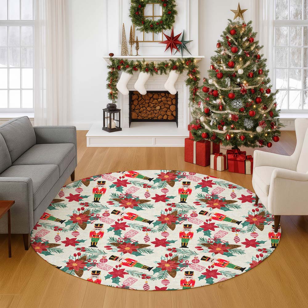 Dalyn Merry & Bright MY19 Ivory Area Rug Round Room Scene Dalyn Merry & Bright MY19 Ivory Area Rug Round Room Scene