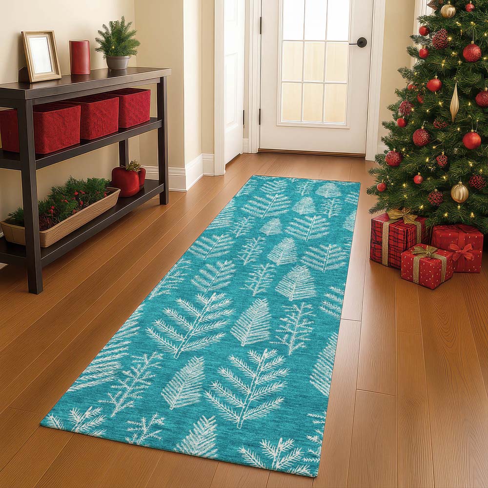 Dalyn Merry & Bright MY21 Teal Area Rug Runner Room Scene