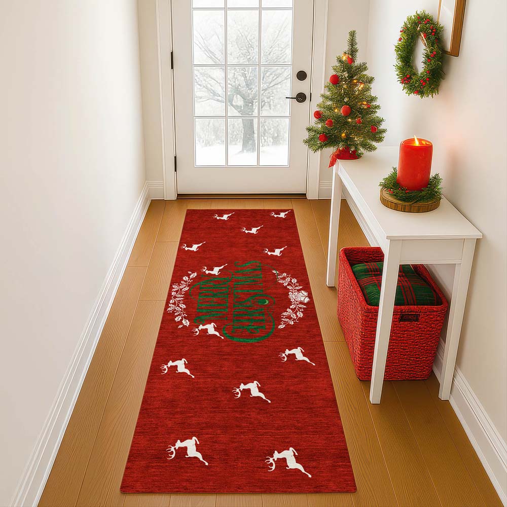 Dalyn Merry & Bright MY6 Red Area Rug Runner Room Scene