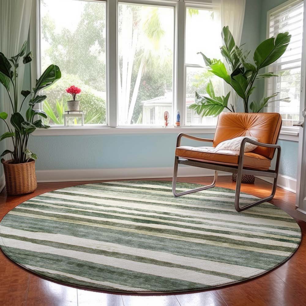 Dalyn Neo NO16 Sage Area Rug Round Room Scene