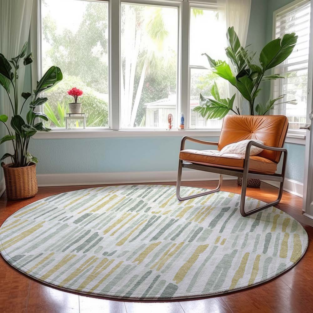 Dalyn Neo NO8 Sage Area Rug Round Room Scene