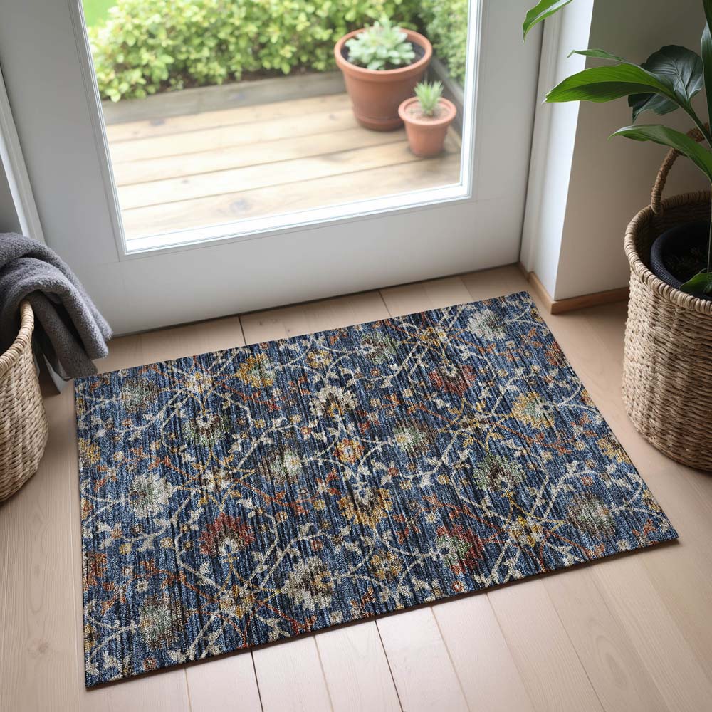 Dalyn Silk Road SR4 Navy Area Rug Runner Room Scene