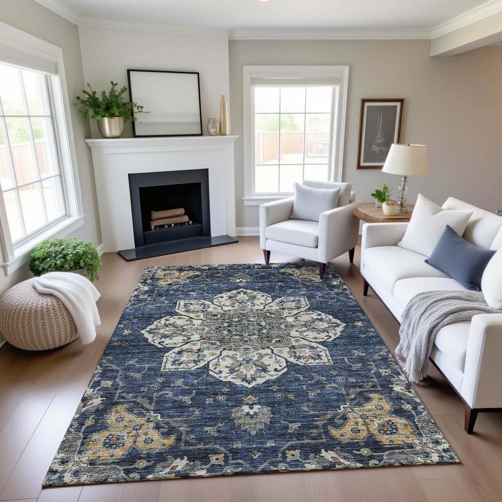 Dalyn Silk Road SR6 Navy Area Rug Room Scene
