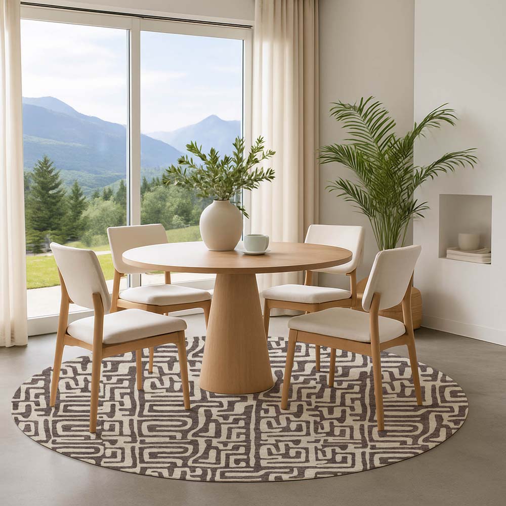 Dalyn The Reserve TR1 Chocolate Area Rug Round Room Scene