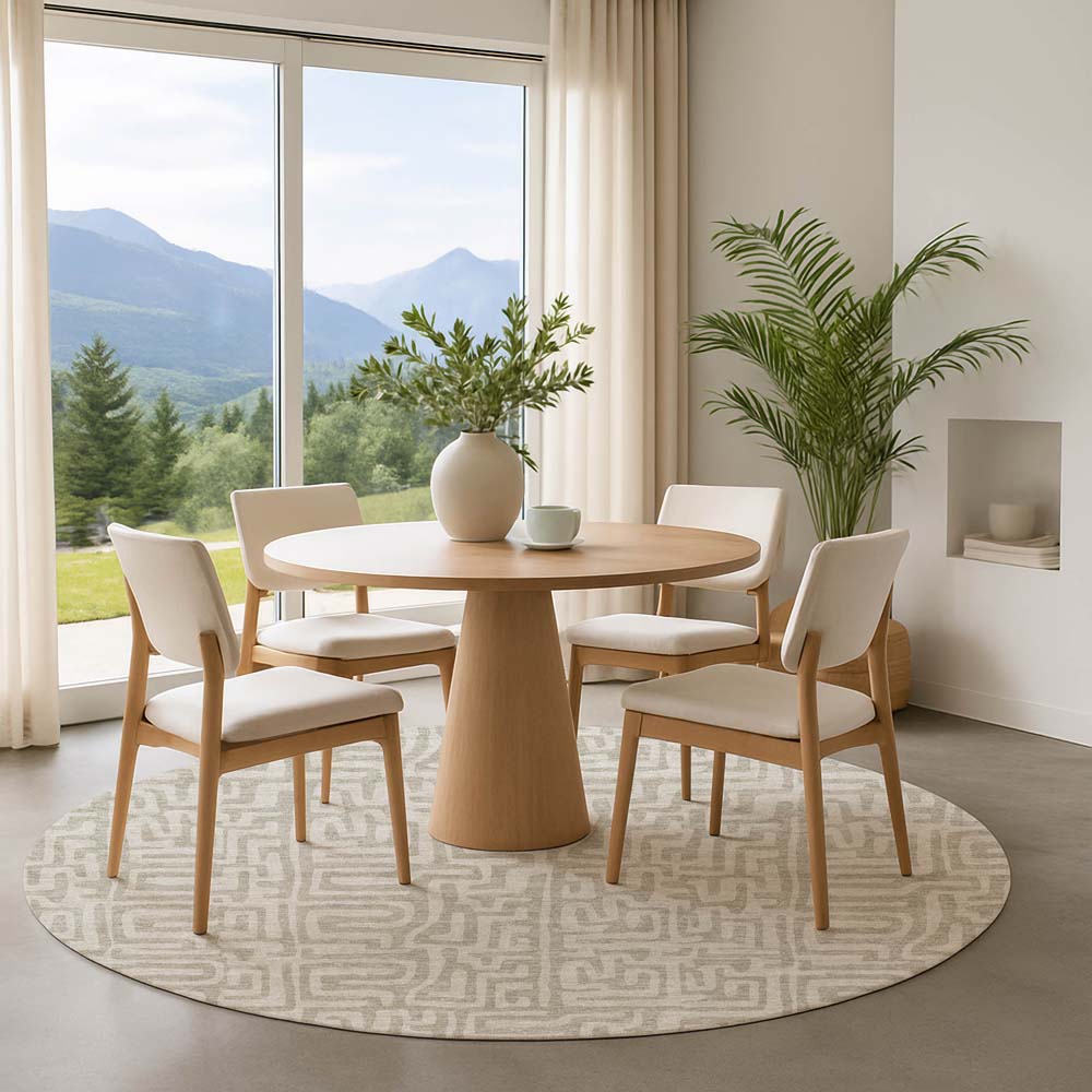 Dalyn The Reserve TR1 Taupe Area Rug Round Room Scene