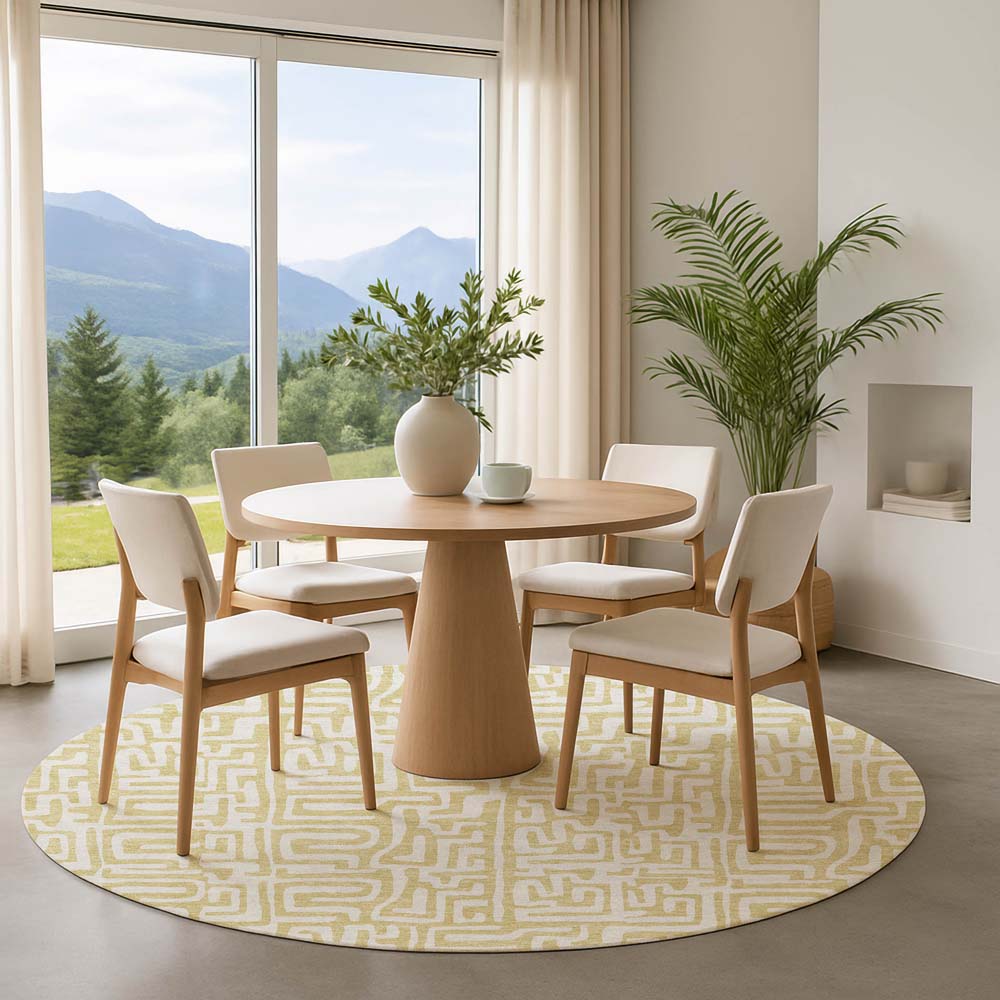 Dalyn The Reserve TR1 Wheat Area Rug Round Room Scene