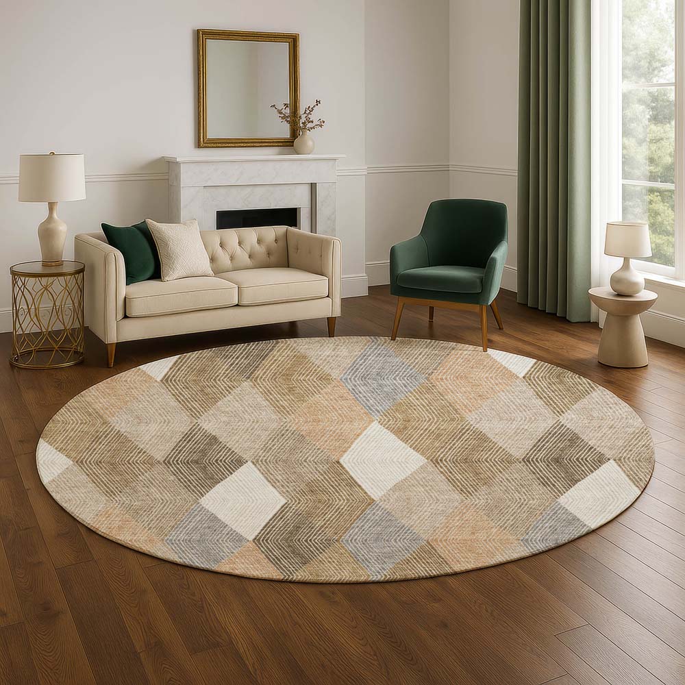 Dalyn The Reserve TR11 Copper Area Rug Round Room Scene
