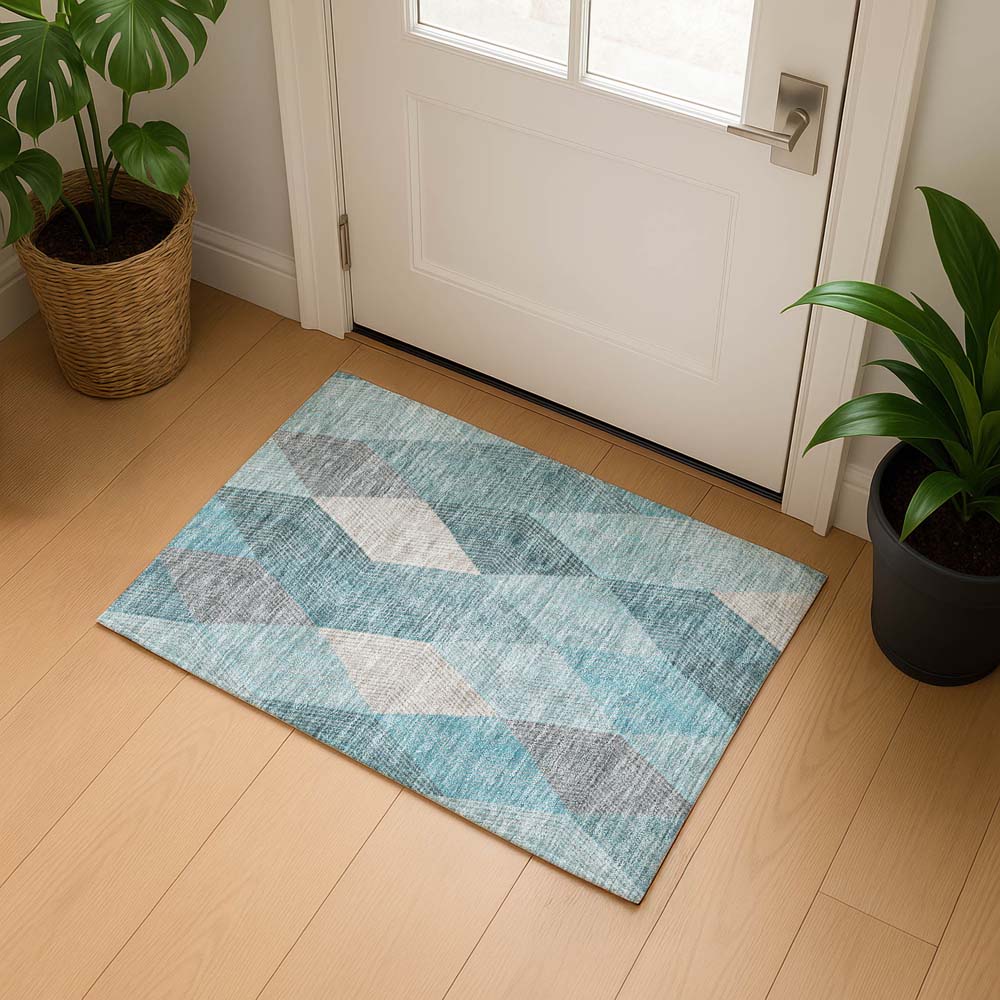 Dalyn The Reserve TR11 Turquoise Area Rug Runner Room Scene
