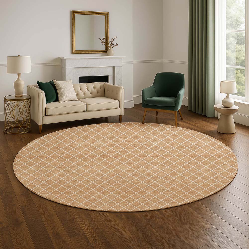 Dalyn The Reserve TR15 Copper Area Rug Round Room Scene