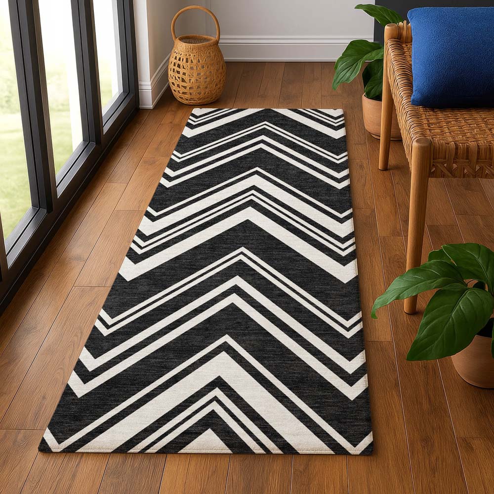 Dalyn The Reserve TR17 Black Area Rug Runner Room Scene
