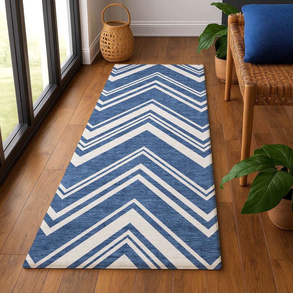Dalyn The Reserve TR17 Blue Area Rug Runner Room Scene