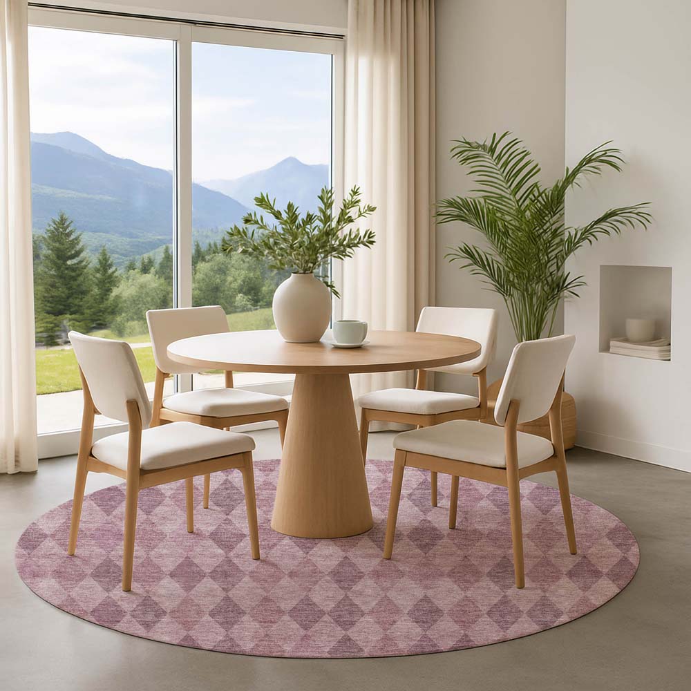 Dalyn The Reserve TR2 Blush Area Rug Round Room Scene