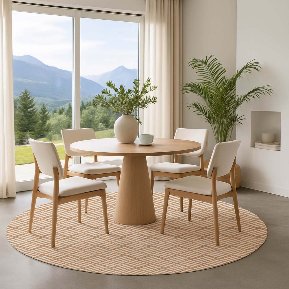 Dalyn The Reserve TR3 Copper Area Rug Round Room Scene