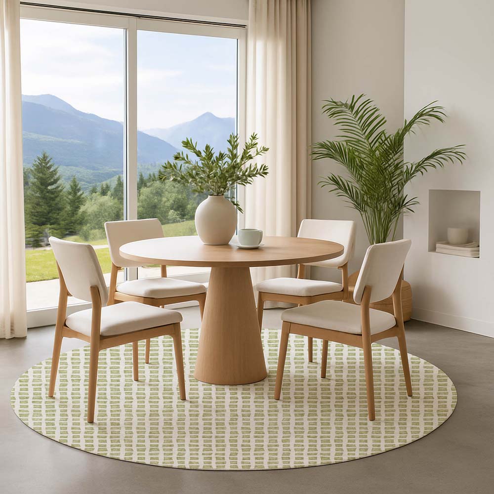 Dalyn The Reserve TR4 Aloe Area Rug Round Room Scene