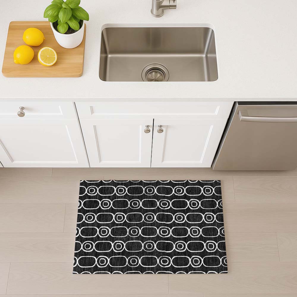 Dalyn The Reserve TR6 Black Area Rug Runner Room Scene