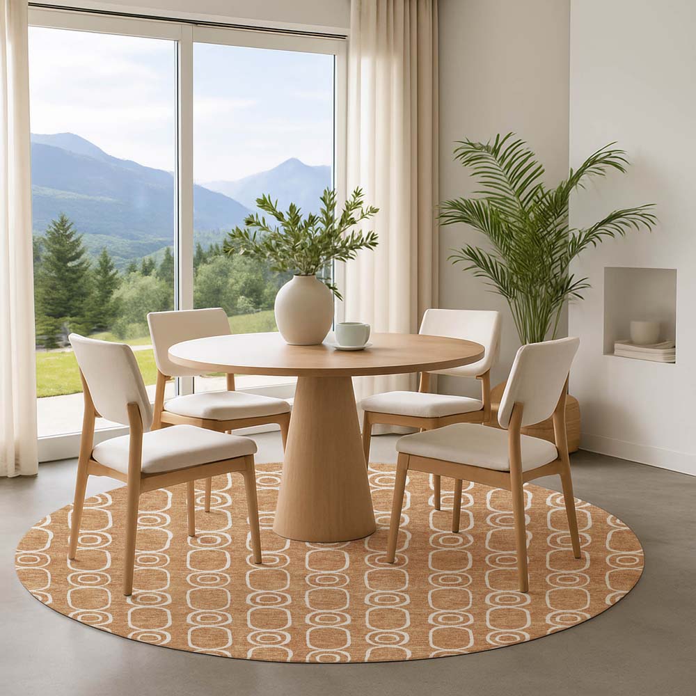 Dalyn The Reserve TR6 Copper Area Rug Round Room Scene