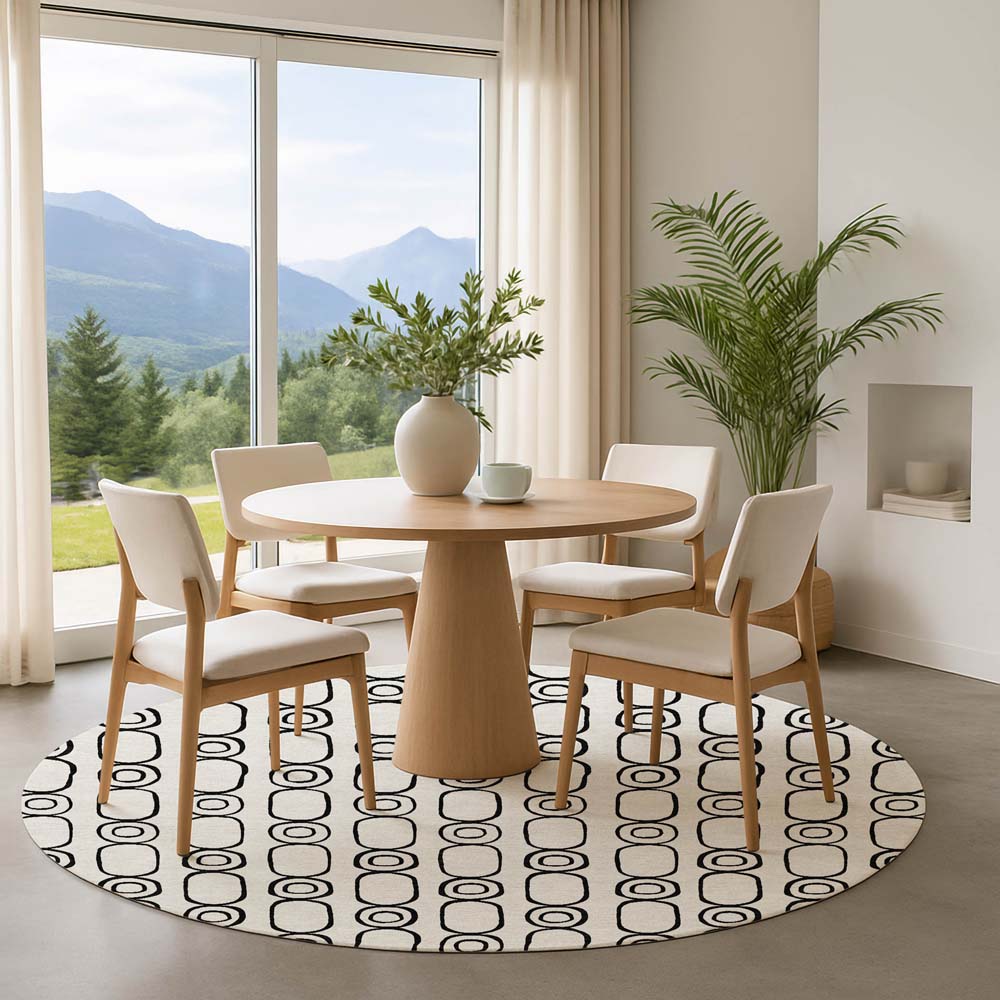 Dalyn The Reserve TR6 Ivory Area Rug Round Room Scene