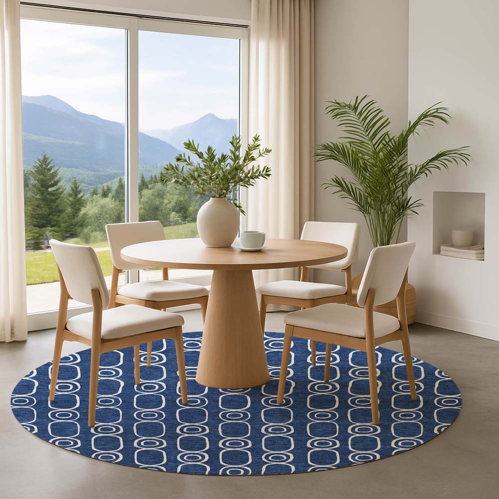 Dalyn The Reserve TR6 Navy Area Rug Round Room Scene