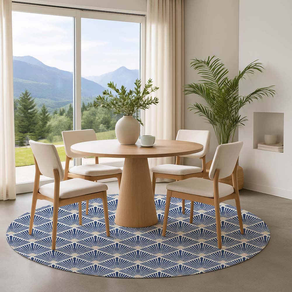 Dalyn The Reserve TR9 Navy Area Rug Round Room Scene