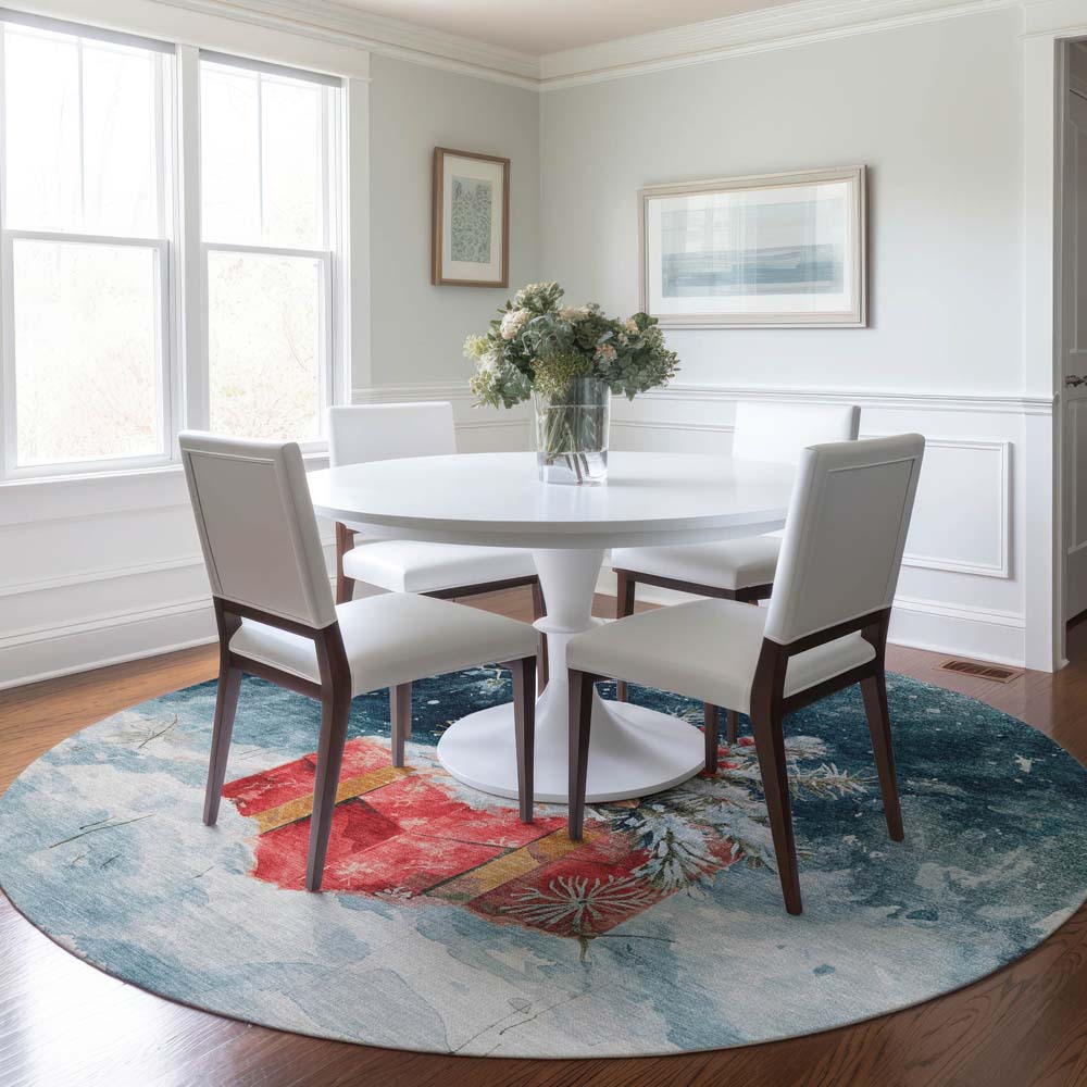Dalyn Wonderland WN13 Blue Area Rug Round Room Scene