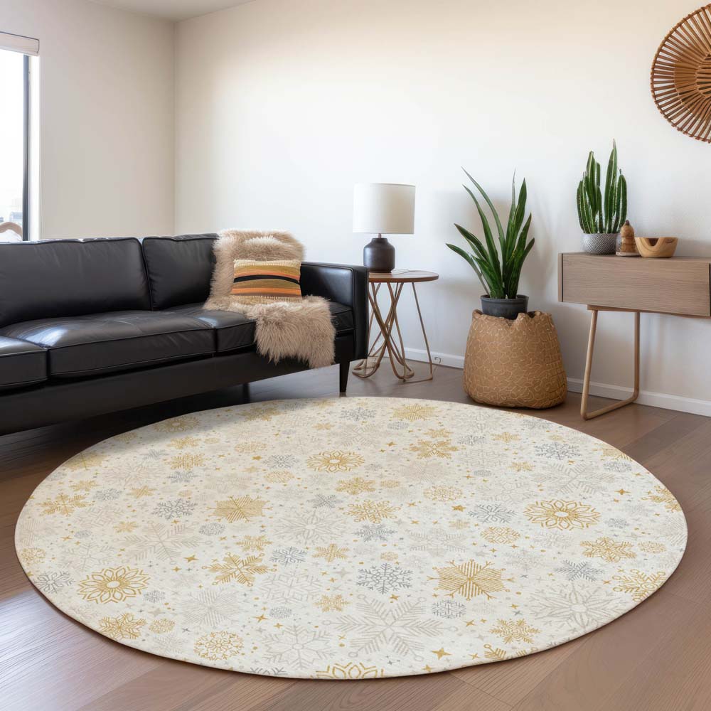Dalyn Wonderland WN31 Ivory Area Rug Round Room Scene
