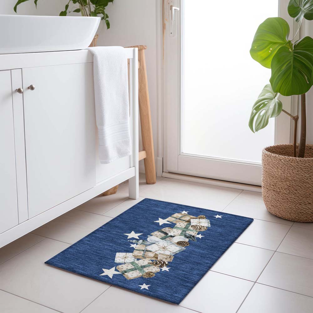 Dalyn Wonderland WN33 Navy Area Rug Runner Room Scene