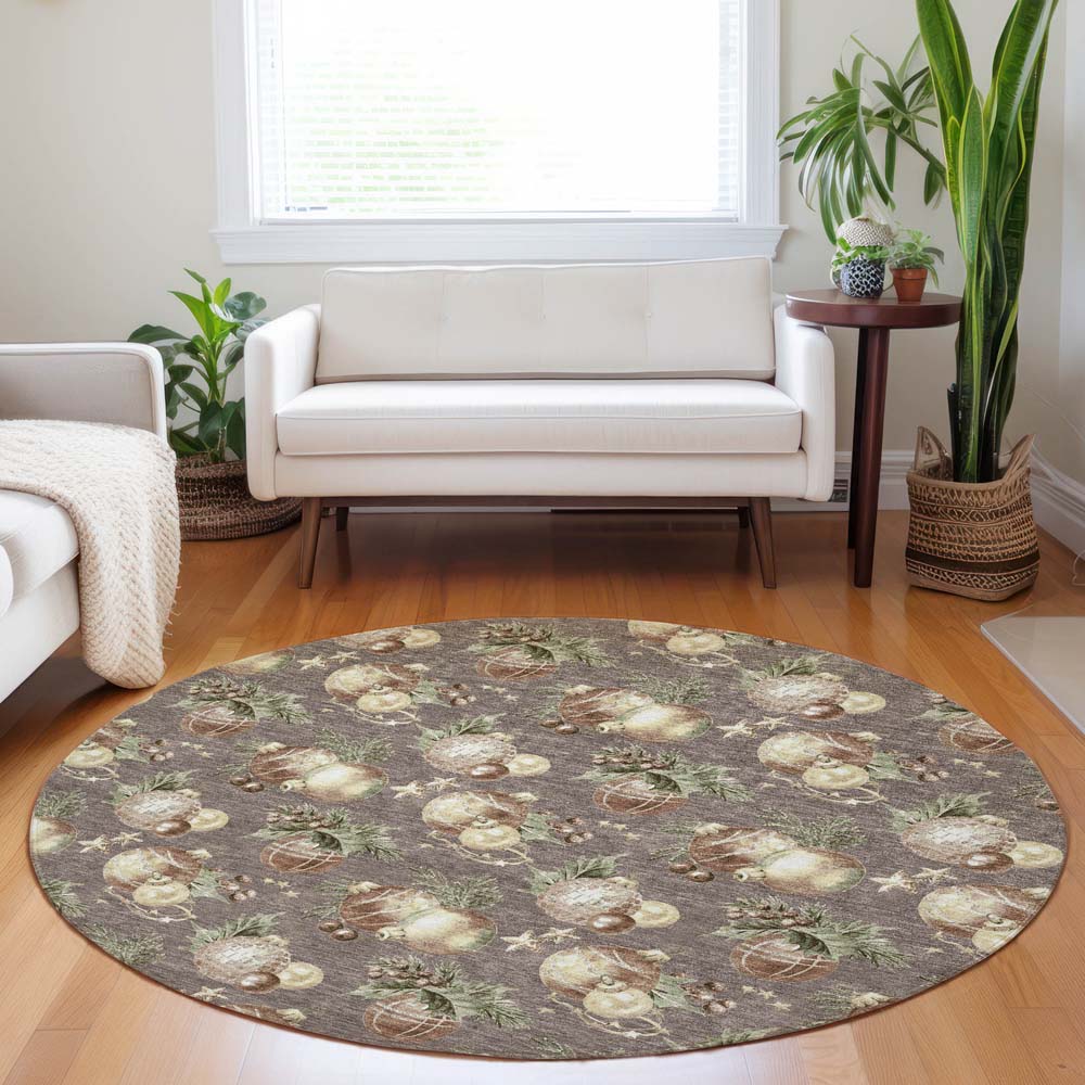 Dalyn Wonderland WN36 Taupe Area Rug Round Room Scene