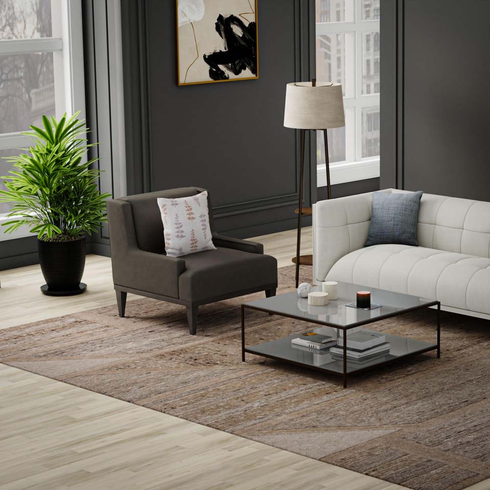 Rizzy Home Lofton A07211 Brown Area Rug Room Scene