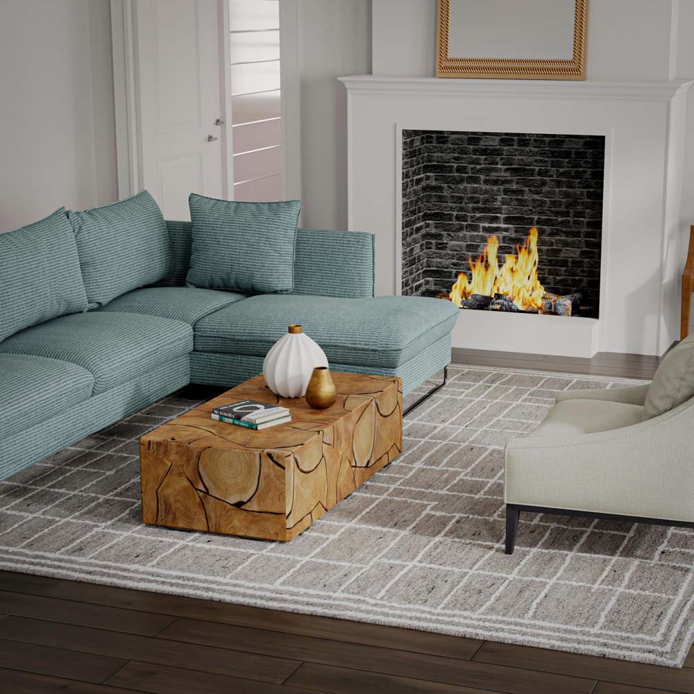 Rizzy Home Lofton A07215 Gray Area Rug Room Scene