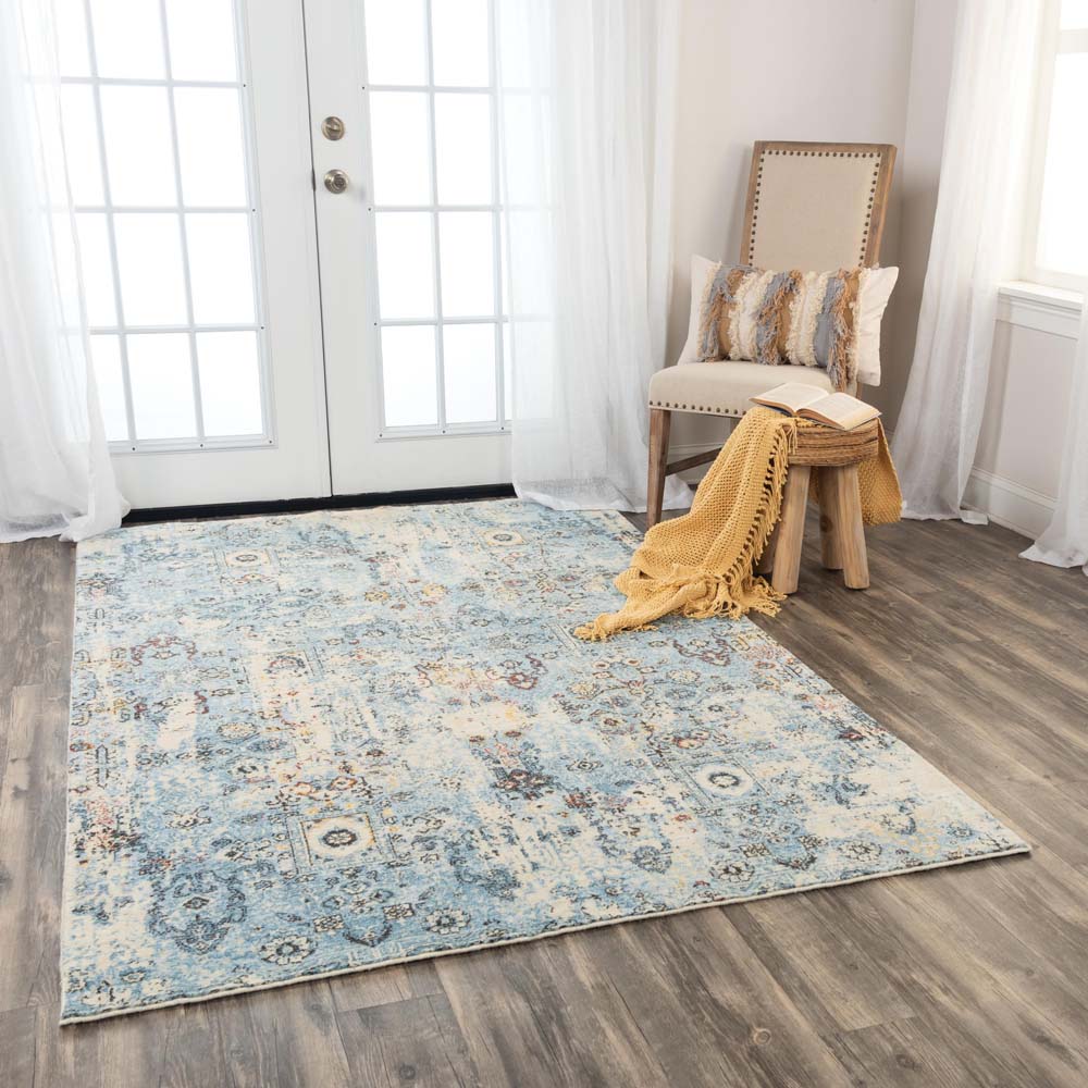 Rizzy Home Ovation OVA107 Blue Area Rug Room Scene
