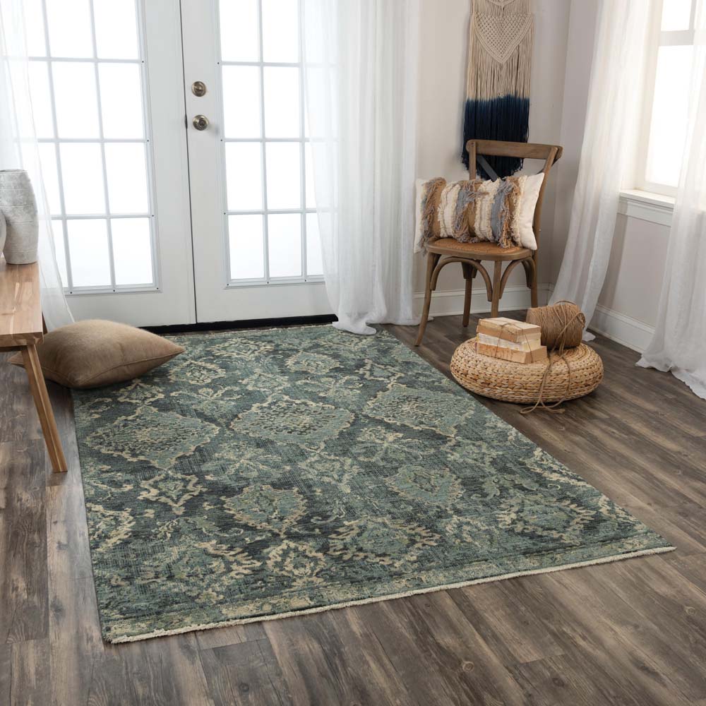 Rizzy Home Platinum PNM102 Blue Area Rug Room Scene