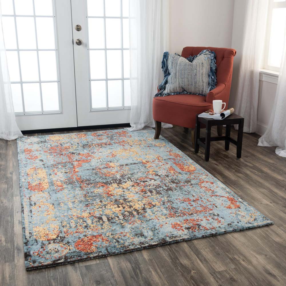 Rizzy Home Premier PMR107 Blue Area Rug Room Scene