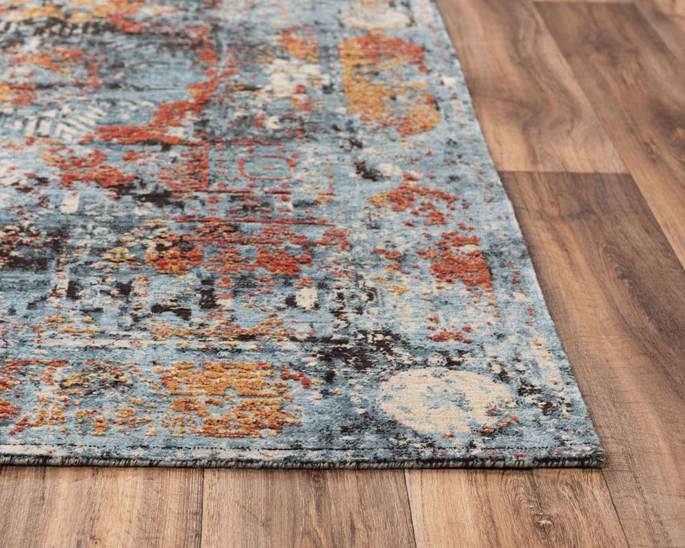 Rizzy Home Premier PMR107 Blue Area Rug Corner