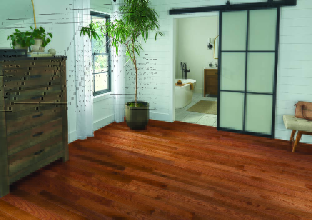 Armstrong Whispering Grove TSSK-324S Gunstock 3/4" X 3-1/4" Oak Hardwood Flooring
Room Scene