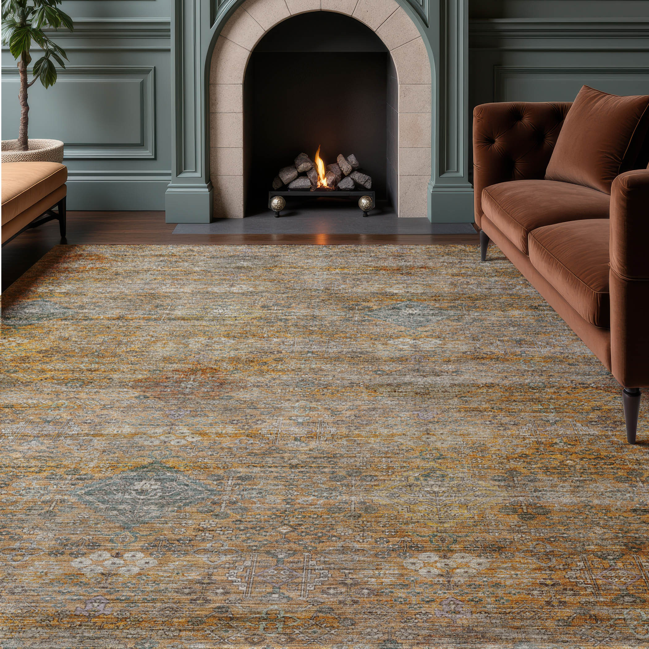 Dalyn Aristo AR1 Terracotta Area Rug Room Scene