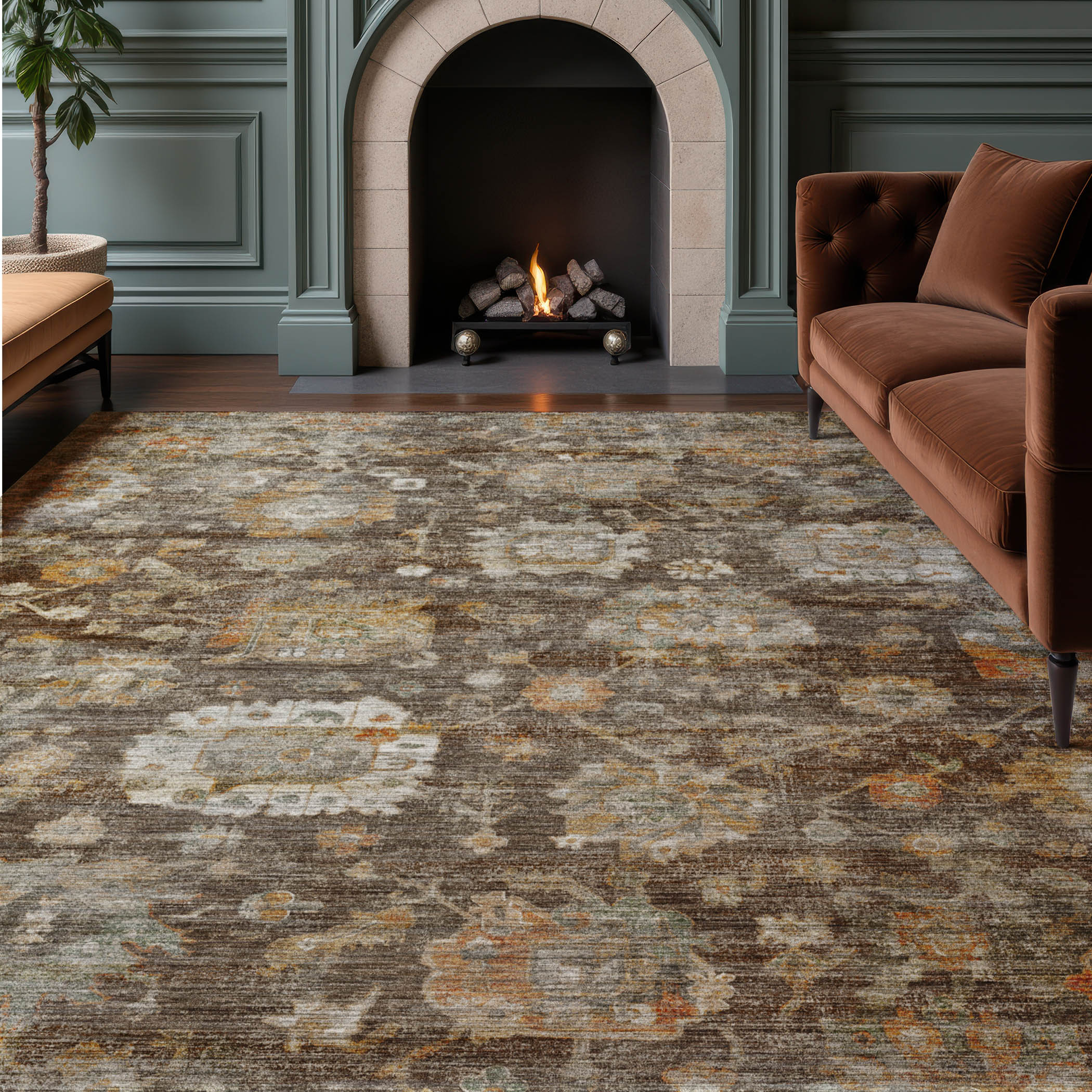 Dalyn Aristo AR7 Chocolate Area Rug Room Scene