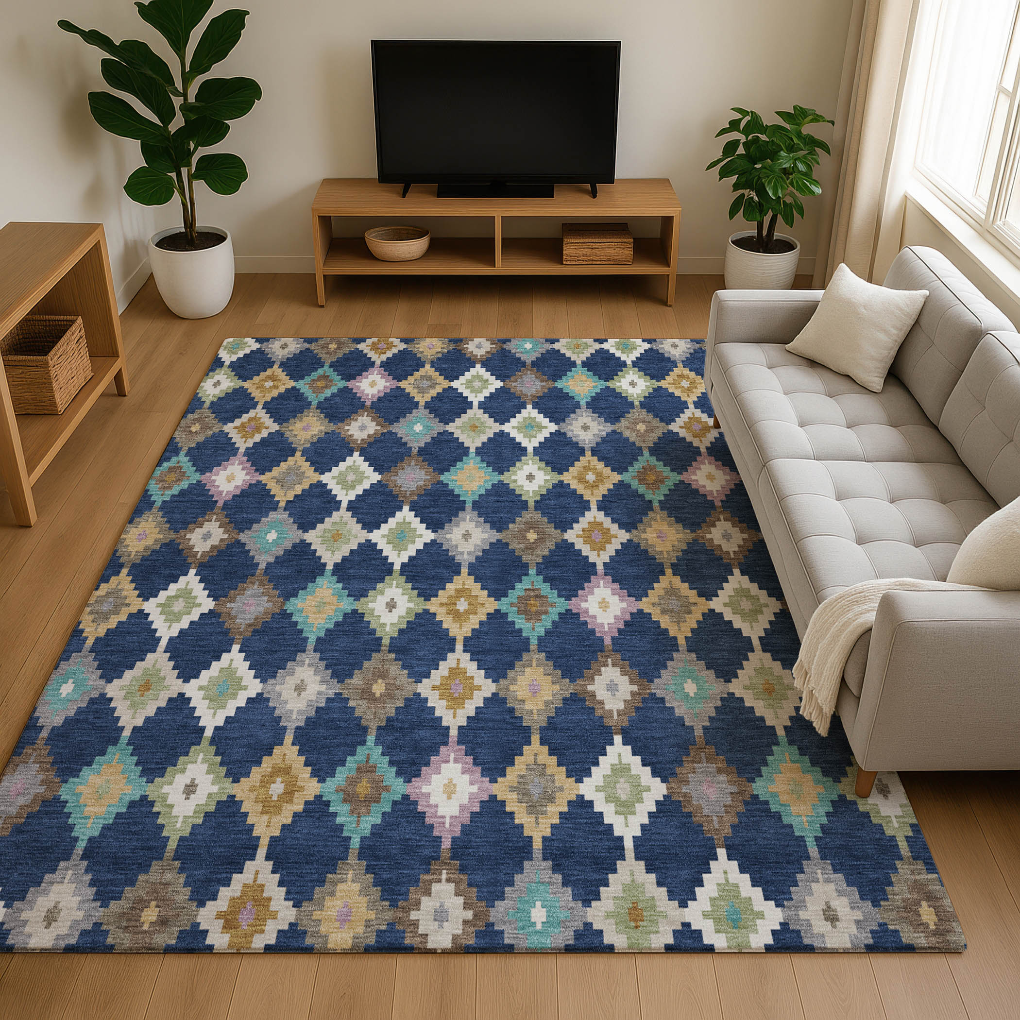 Dalyn Kenner KN10 Navy Area Rug Room Scene