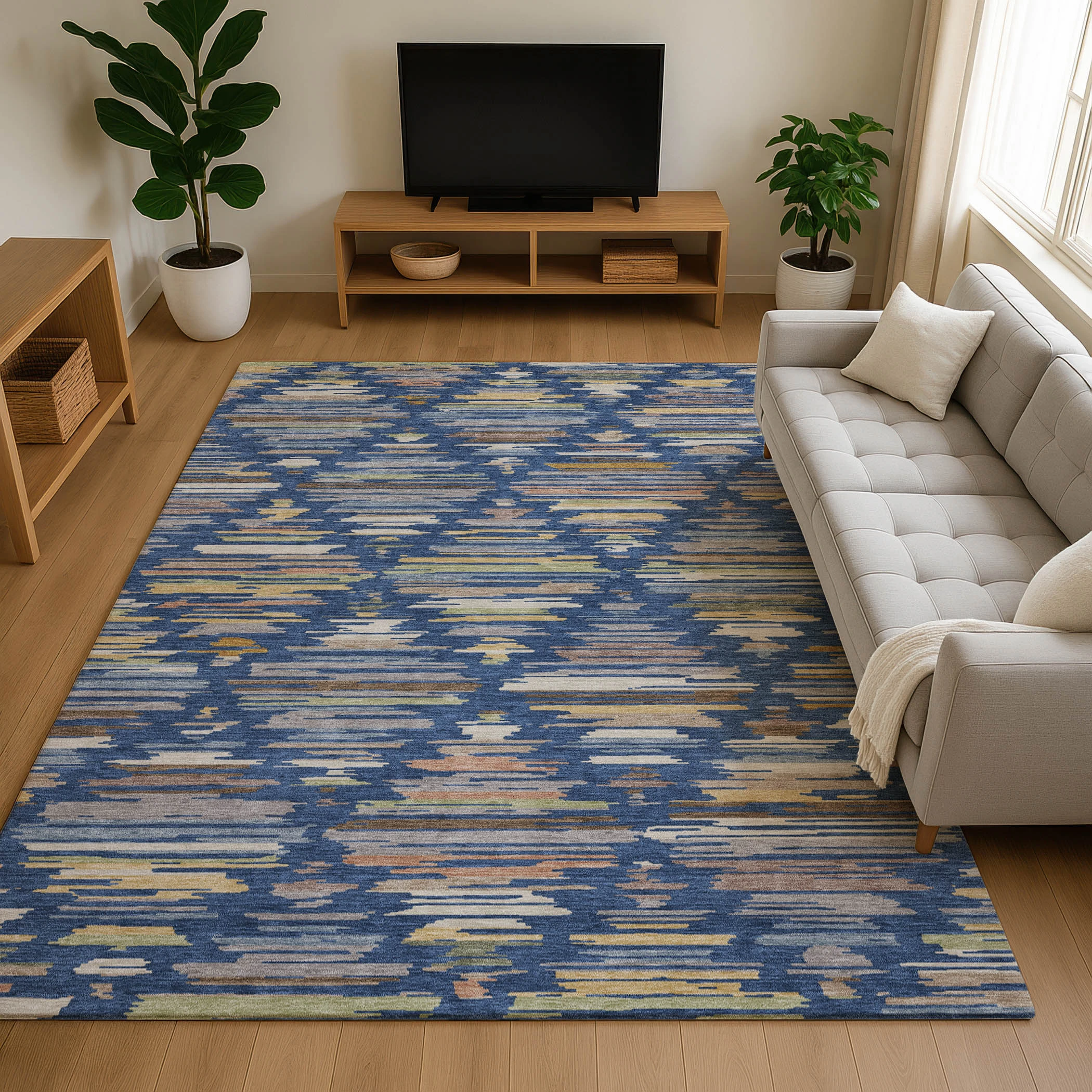 Dalyn Kenner KN2 Navy Area Rug Room Scene