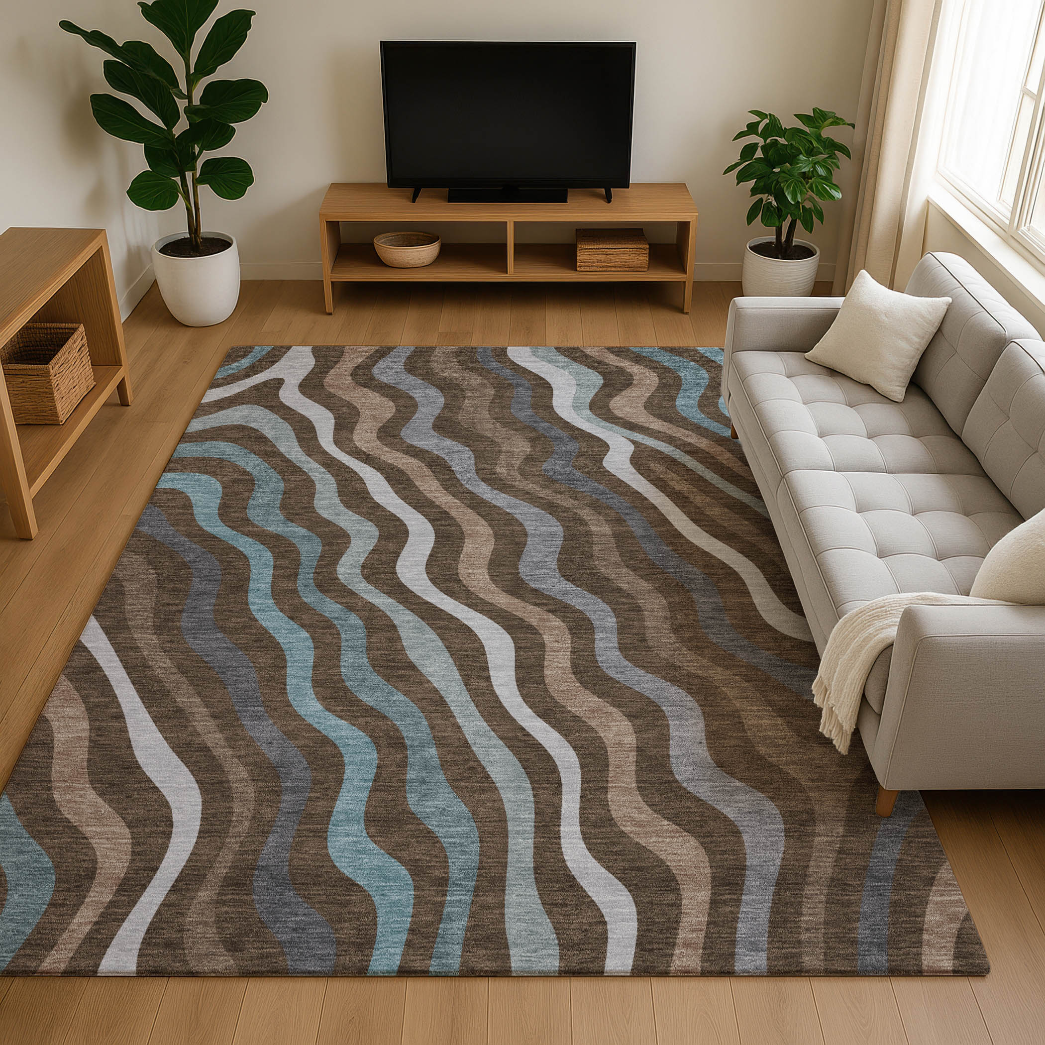 Dalyn Kenner KN4 Chocolate Area Rug Room Scene