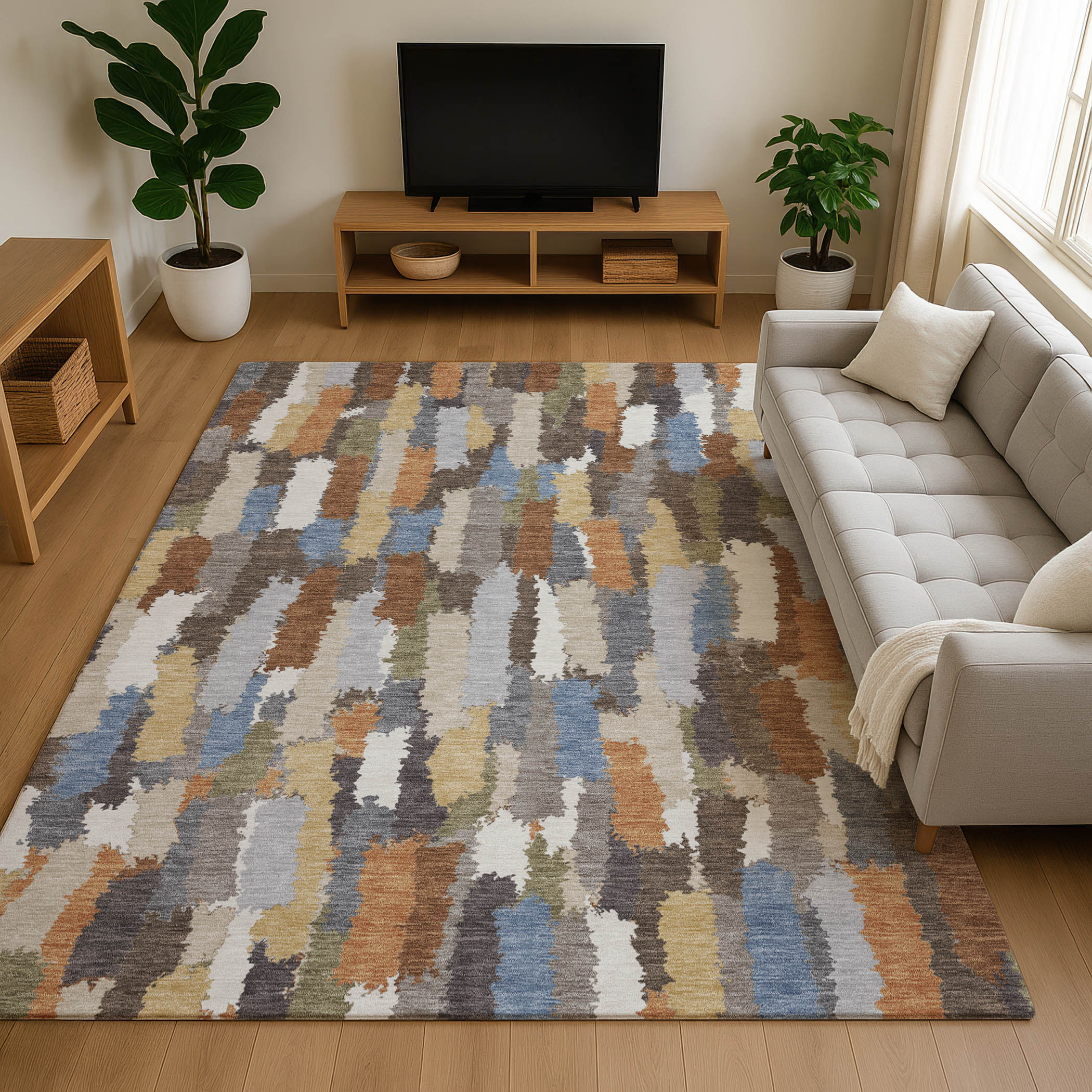 Dalyn Kenner KN6 Chocolate Area Rug Room Scene