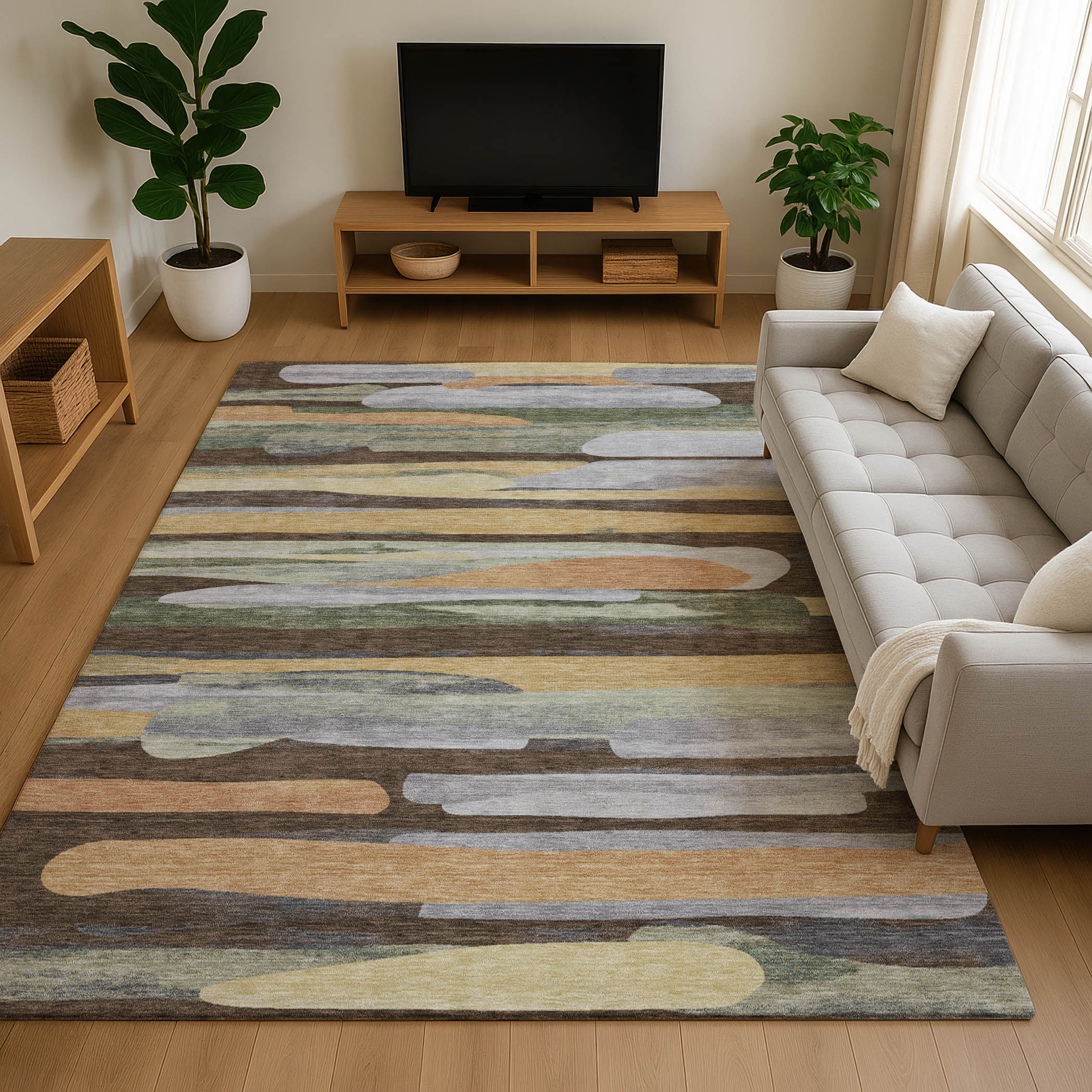 Dalyn Kenner KN7 Chocolate Area Rug Room Scene