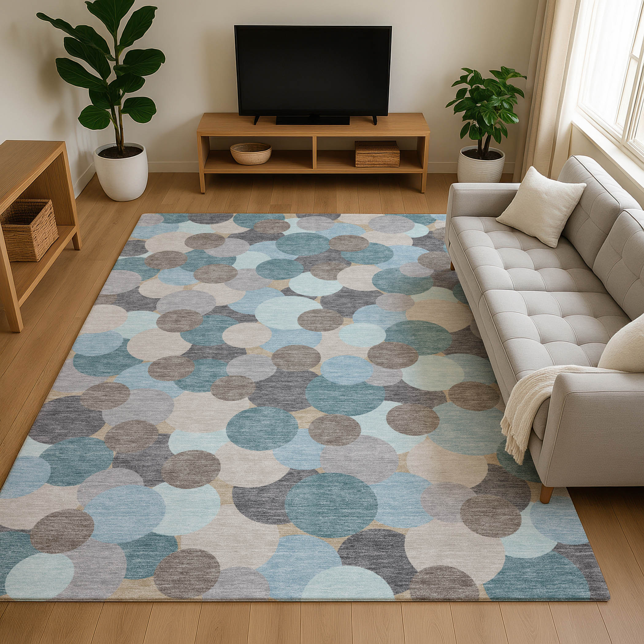 Dalyn Kenner KN9 Turquoise Area Rug Room Scene