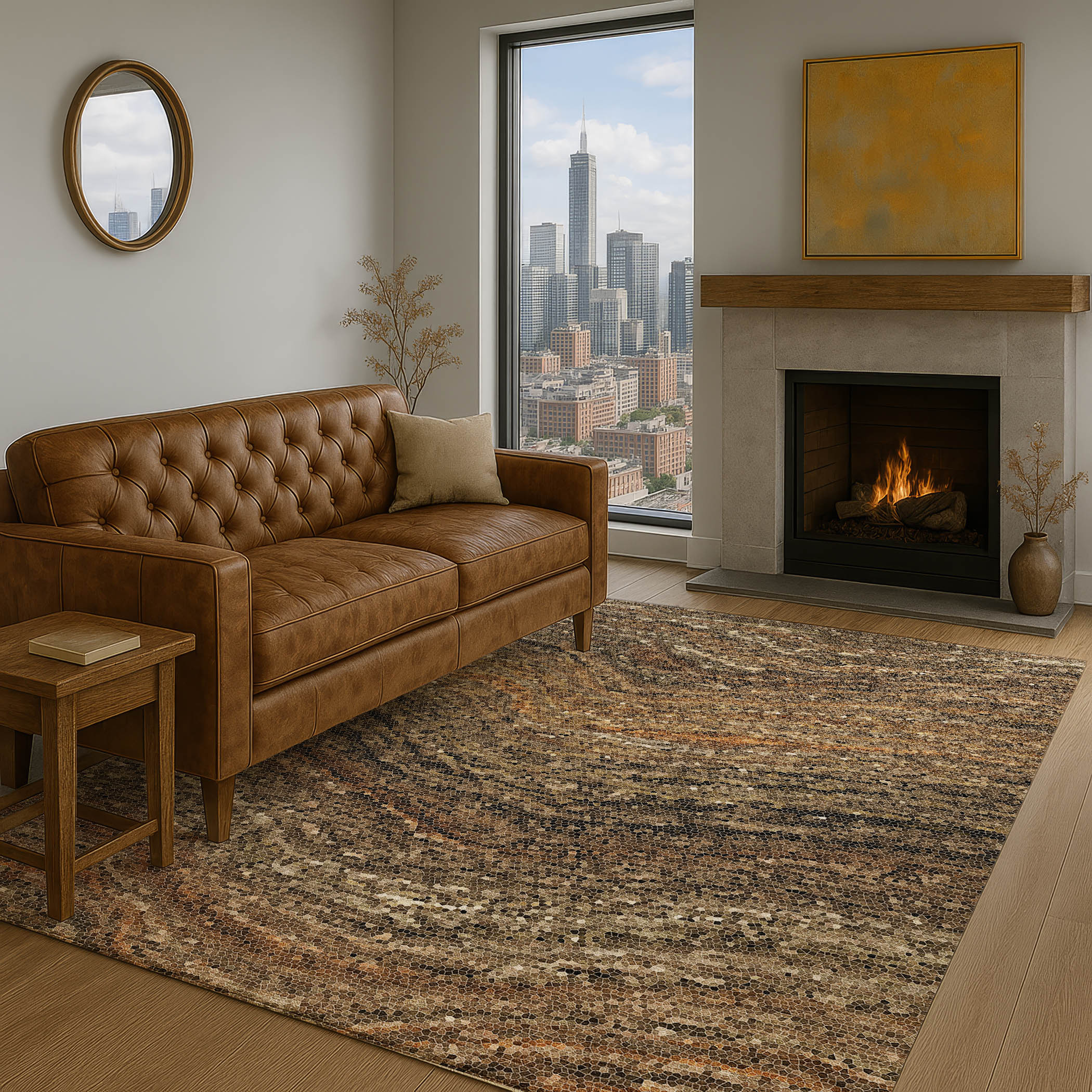 Dalyn Lumara LM3 Brown Area Rug Room Scene