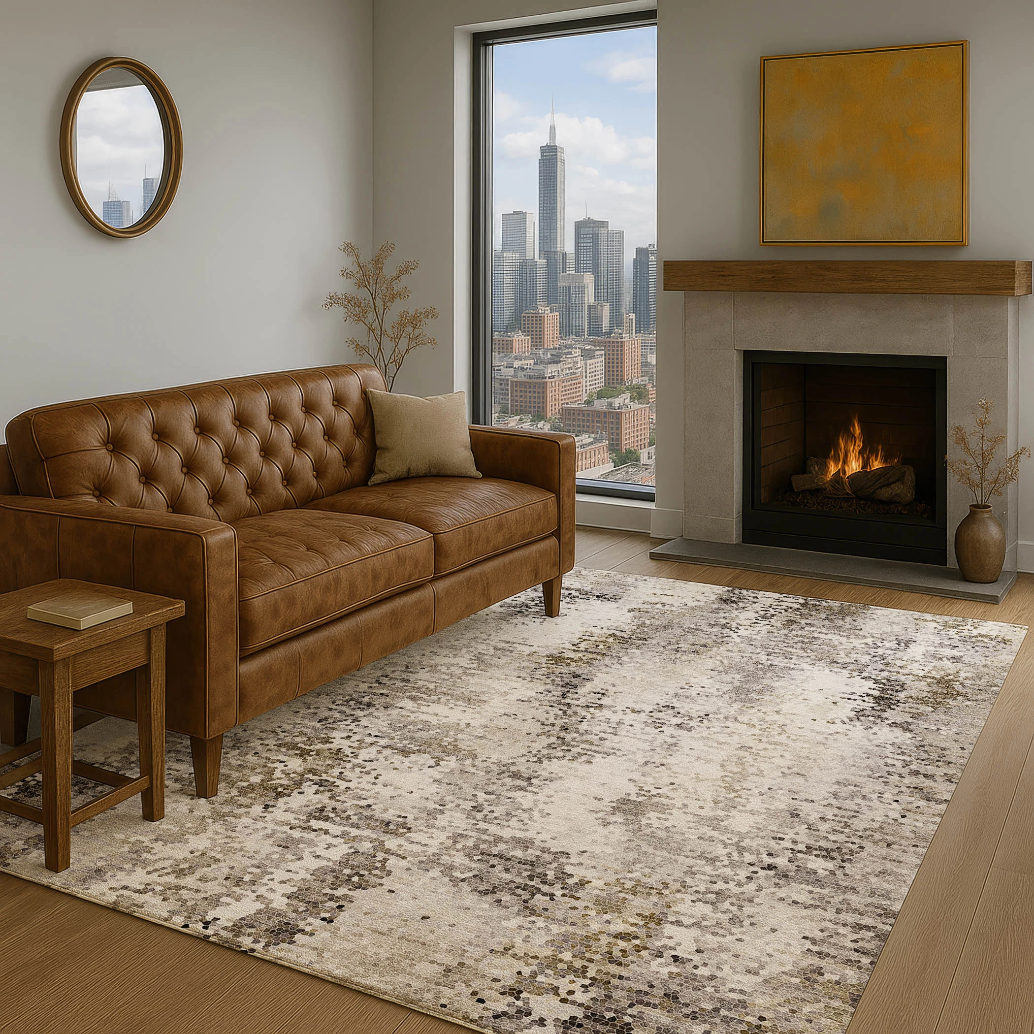 Dalyn Lumara LM5 Putty Area Rug Room Scene